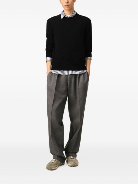 AMI Black Round Neck Knit Sweater for Men