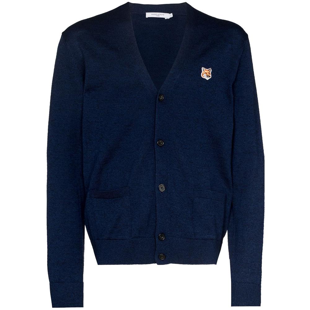Maison Kitsune Fox Head V-Neck Cardigan IU00505KT1036 H481