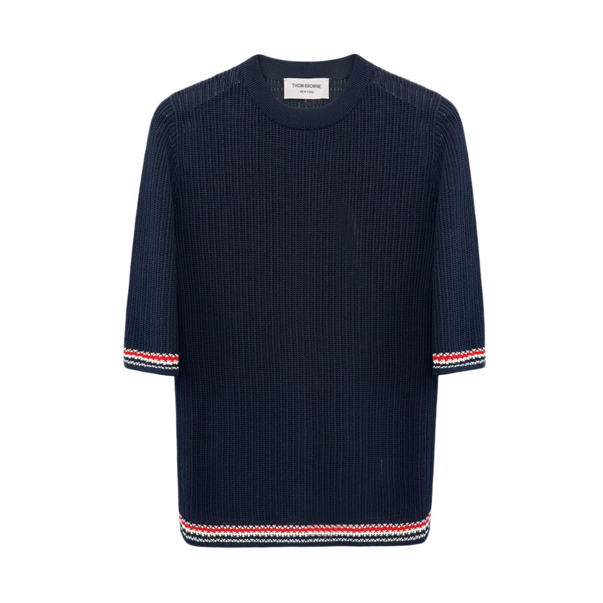THOM BROWNE Pointelle Stitch Short Sleeve Knit T-Shirt FKA458A