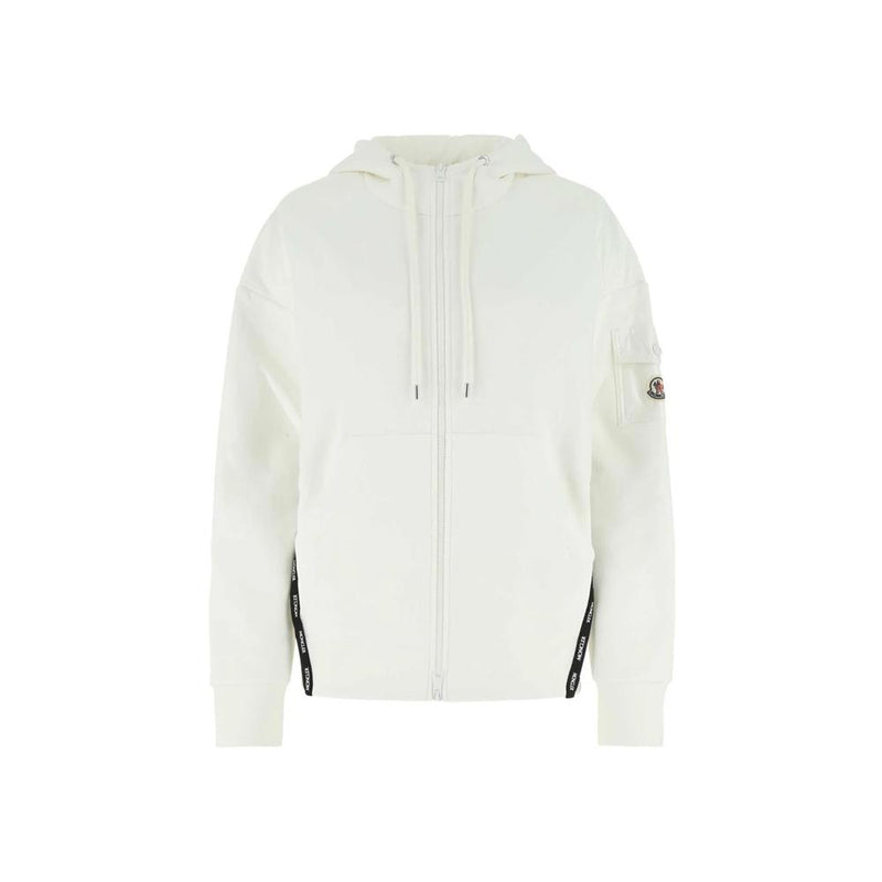 Moncler Logo Hooded Zip-Up Jacket White