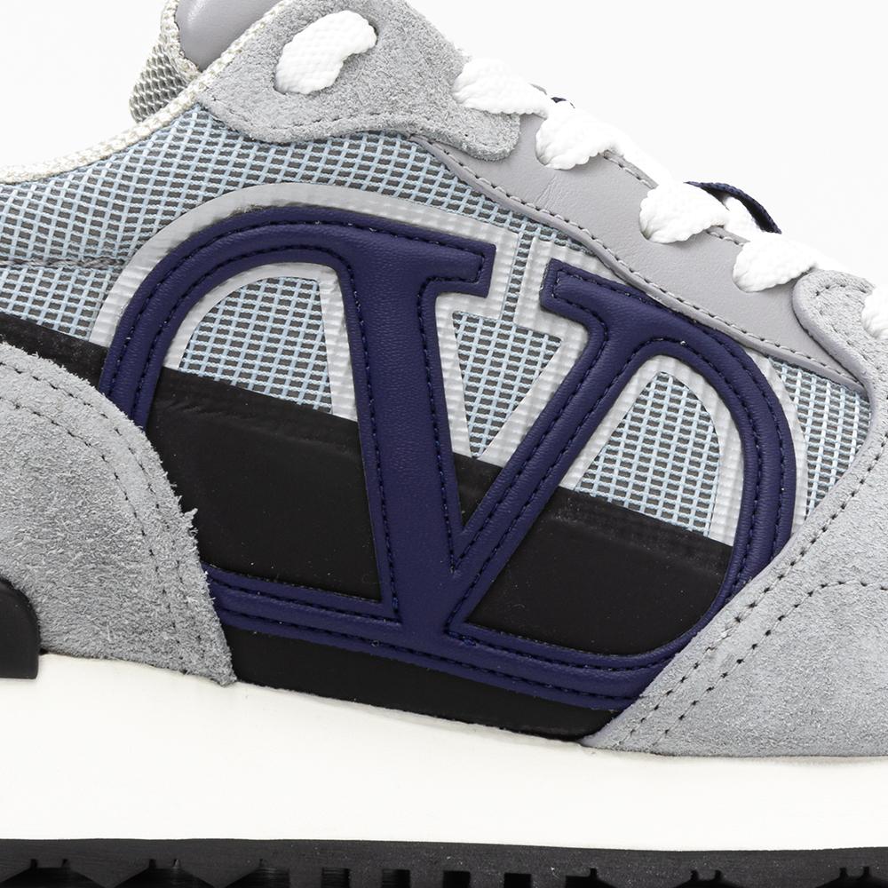 VALENTINO Gray Blue Suede Low-Top Sneakers for Men S0H17 TAE MJM