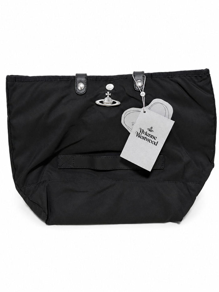 Vivienne Westwood Utility Small Shopper Tote Bag Black Silver Hardware