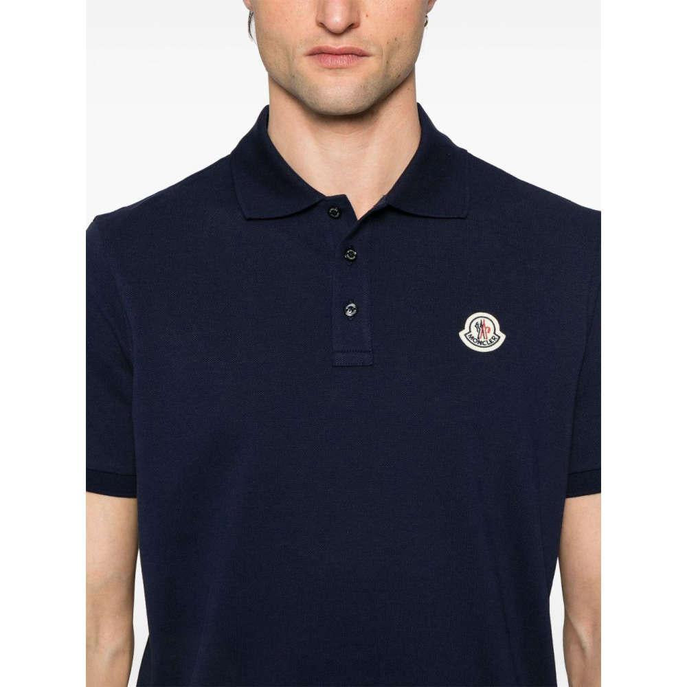 Moncler Navy Logo Patch Polo T-Shirt Unisex Cotton
