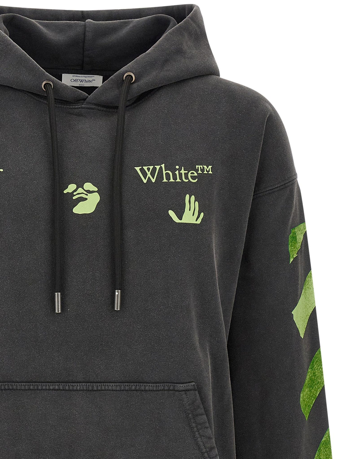OFF WHITE Black Cotton Pullover Hoodie for Men