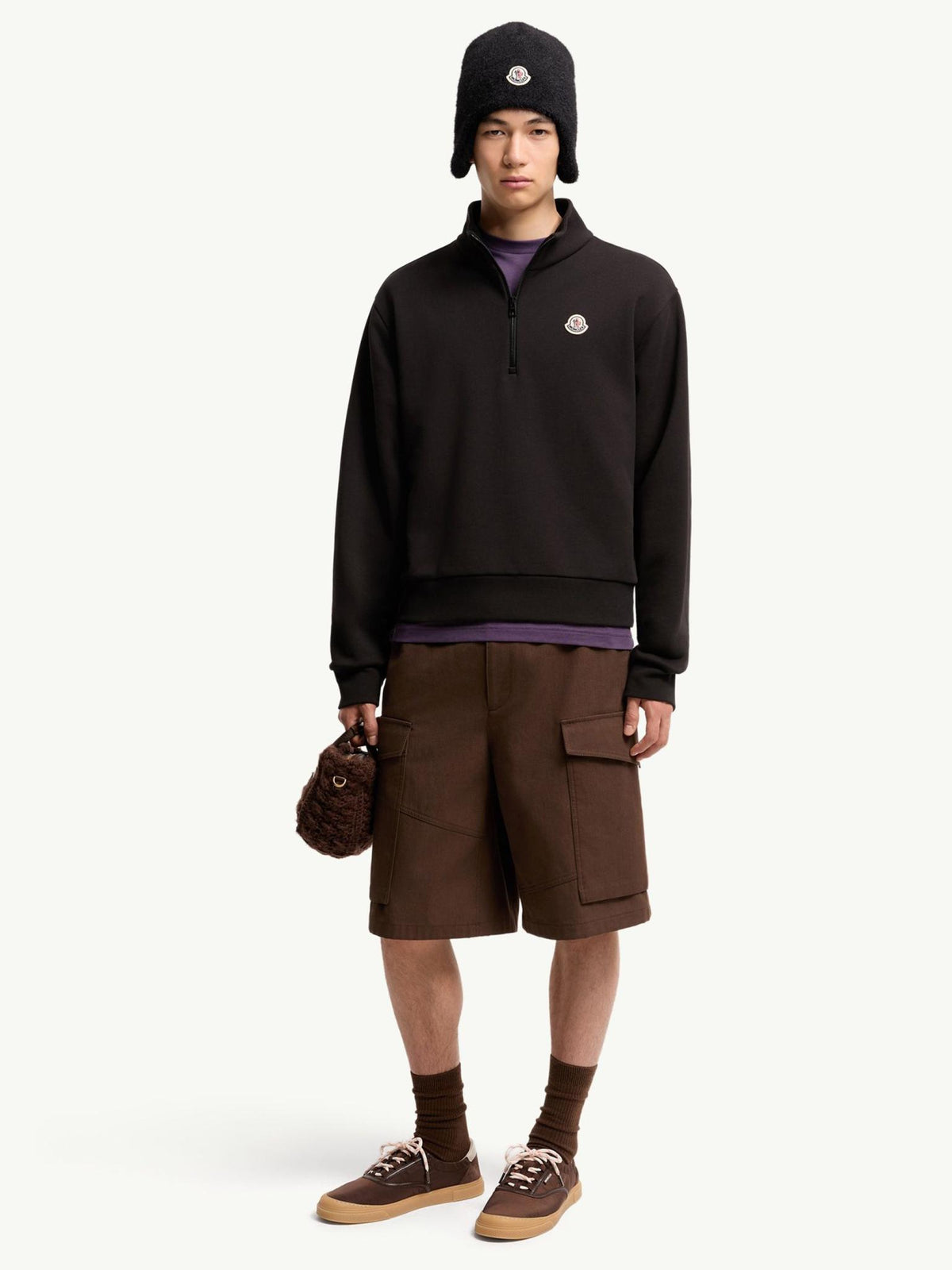 Moncler Black Cotton Logo Sweatshirt for Men
