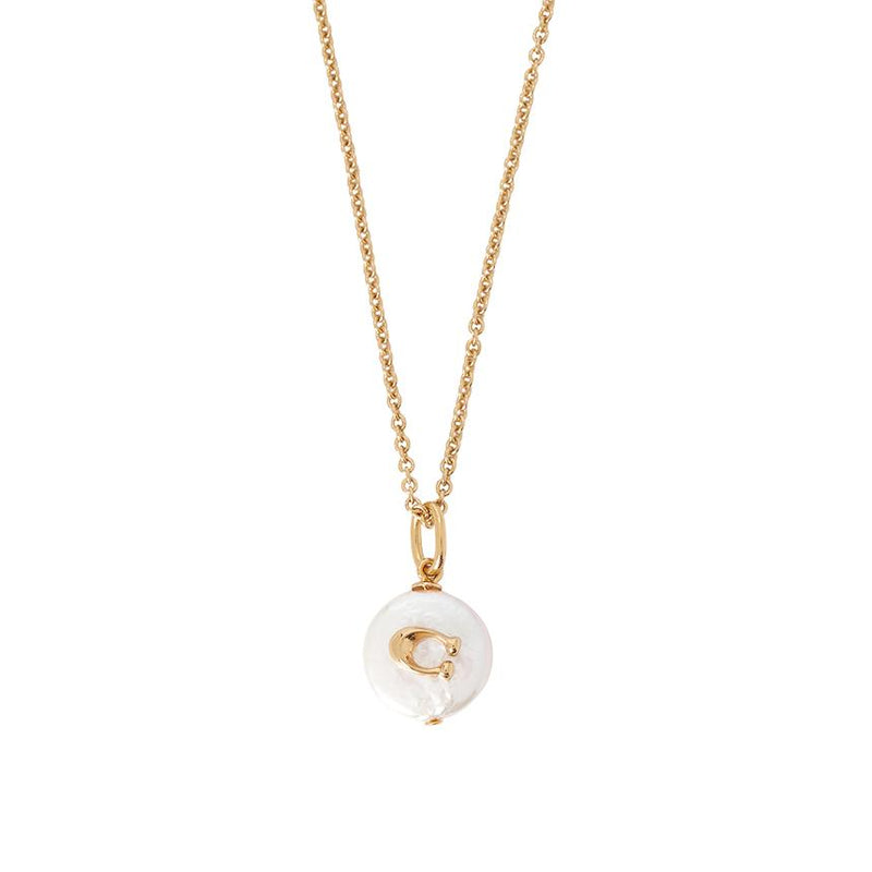 Coach Signature Coin Pearl Necklace 440611 GLD 107