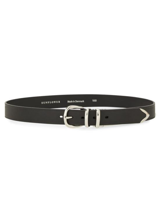 SUNFLOWER Black Leather Belt