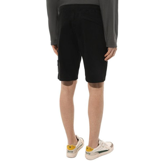 STONE ISLAND Old Treatment Black Bermuda Cargo Shorts