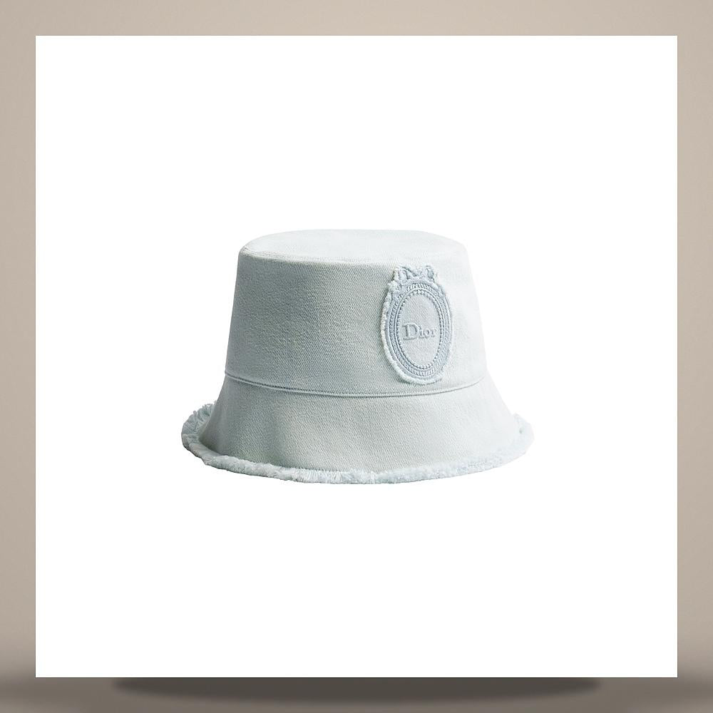 DIOR Light Blue Cotton Denim Narrow Brim Bucket Hat CPB06232EDEN C500
