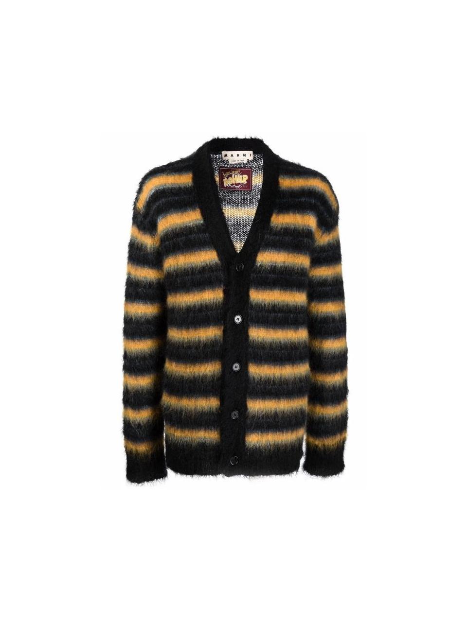 Marni Black Stripe Mohair Cardigan CDMG0051 Q0UFU174 RGN99