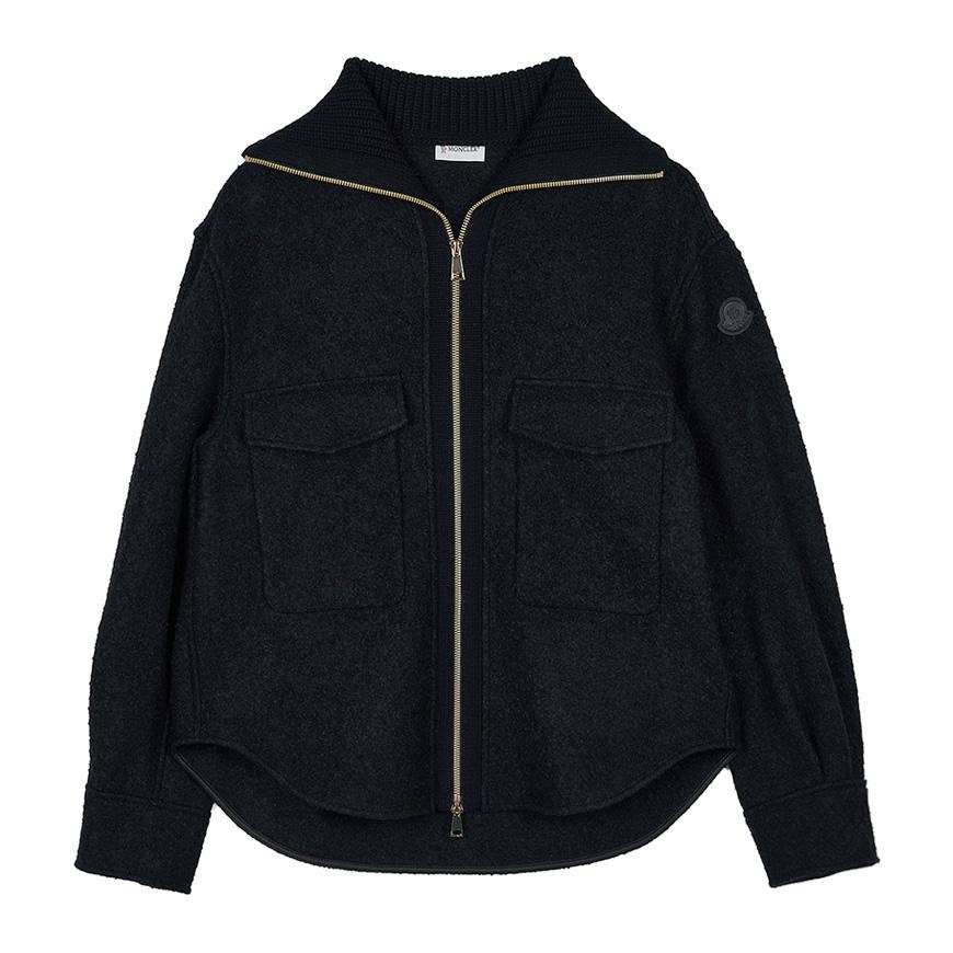 Moncler Womens Boucle Zip Shirt Jacket Cardigan 2F00022 597TE 999