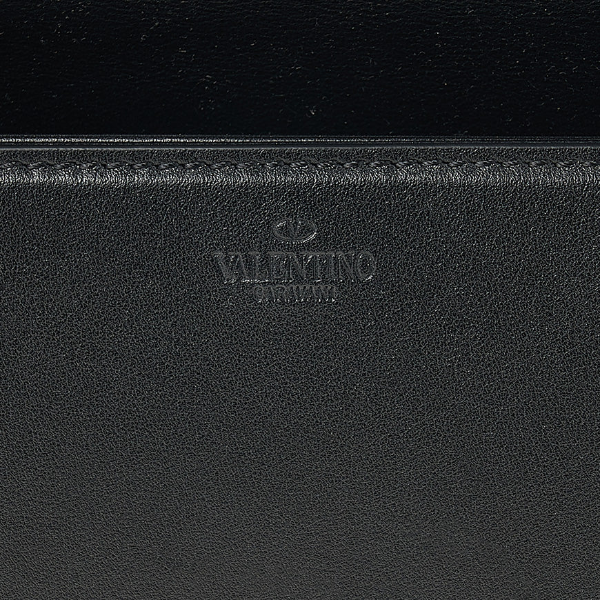 VALENTINO Garavani V Logo Signature Black Leather Clutch