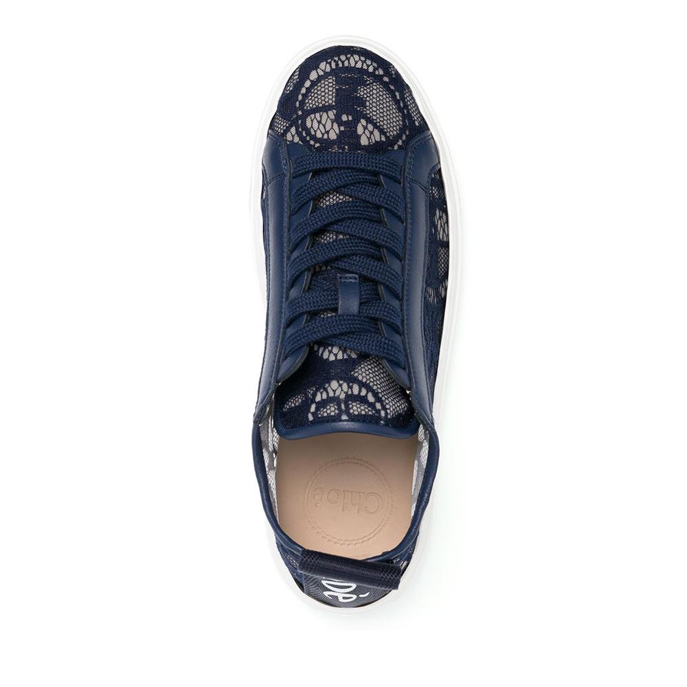 Chloe Lauren Lace Sneakers Navy Low-Top Women’s