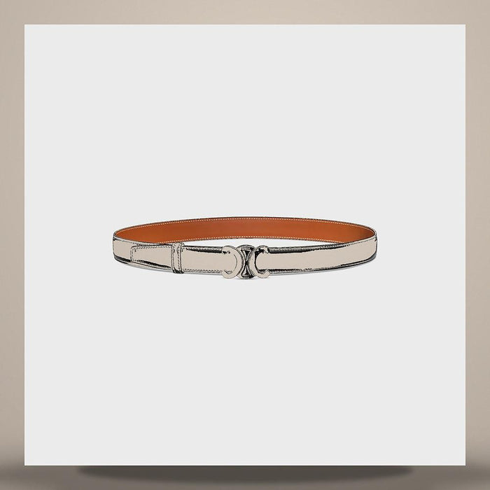 CELINE Black Crocodile-Embossed Calfskin 30mm Triomphe Belt