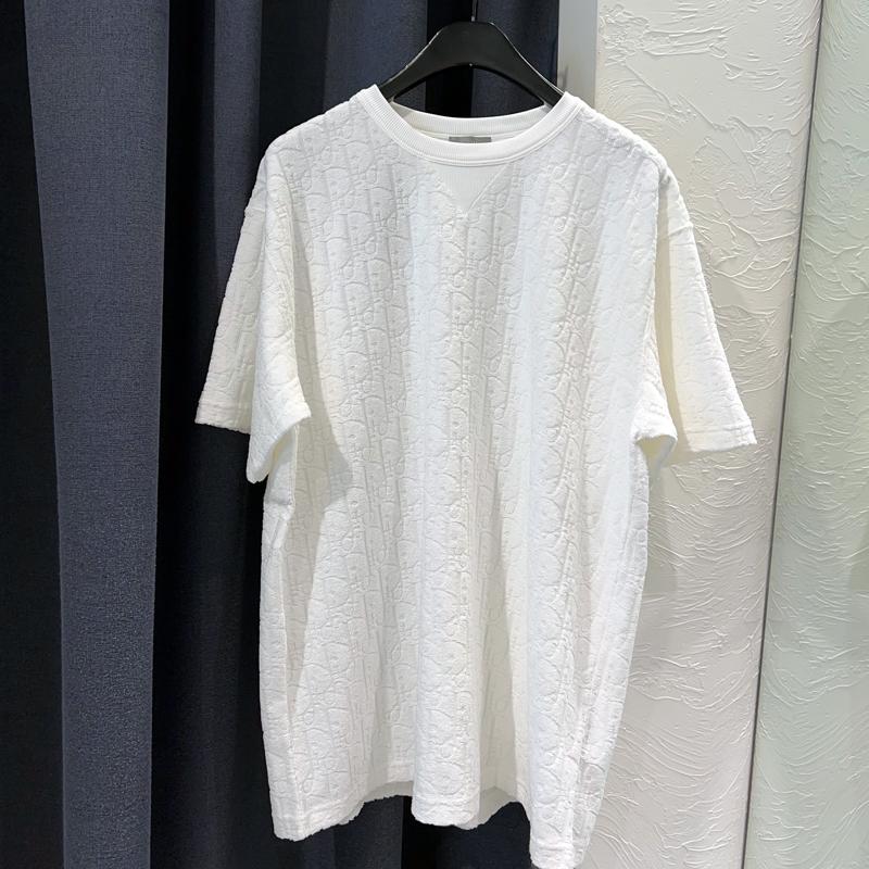 DIOR Oblique Casual Fit Terry Cotton Jacquard T-Shirt White