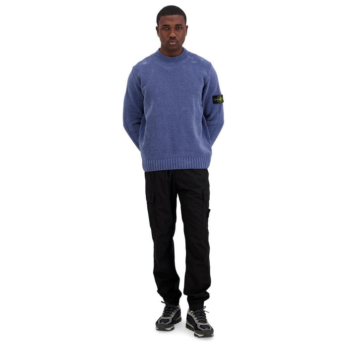 STONE ISLAND Men’s Mock Neck Knit Sweater Blue Cotton