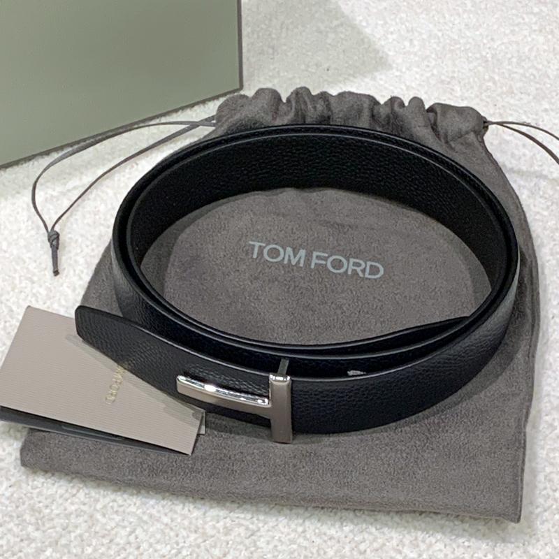 TOM FORD Reversible Leather T Buckle Belt Dark Navy/Black Men
