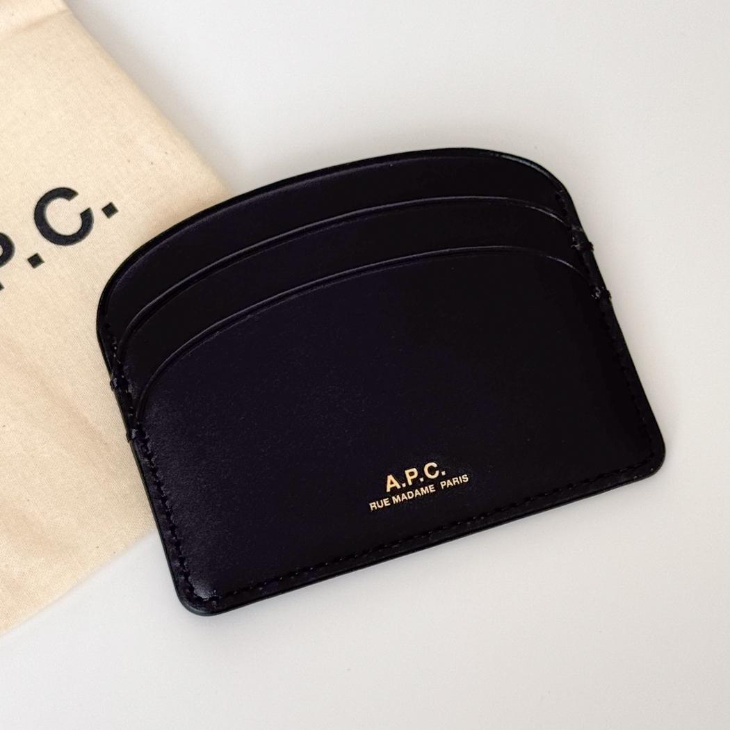 A.P.C. Demi-Lune Half Moon Black Leather Card Holder
