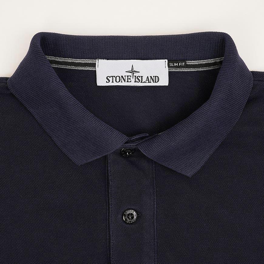 STONE ISLAND Logo Patch Cotton Polo Shirt Black Men