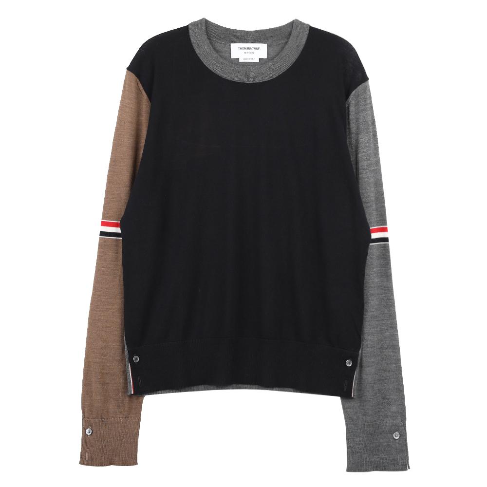 THOM BROWNE Navy Wool Cardigan Sweater for Men MKA412F Y1014 978