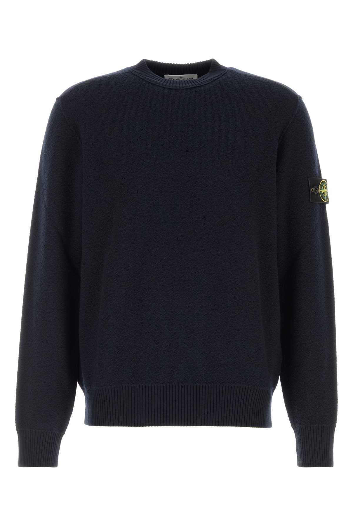 STONE ISLAND Black Wool Round Neck Knit Sweater