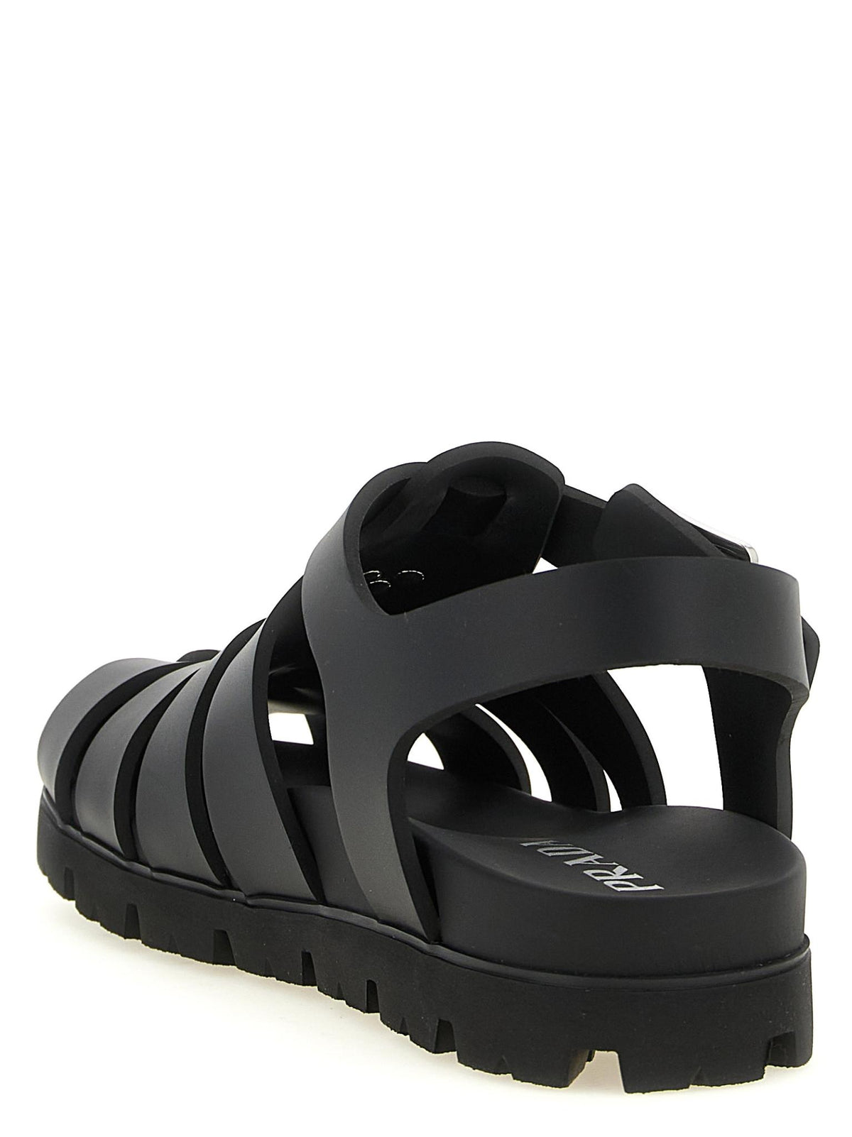 PRADA Black Leather Strappy Sandals Men