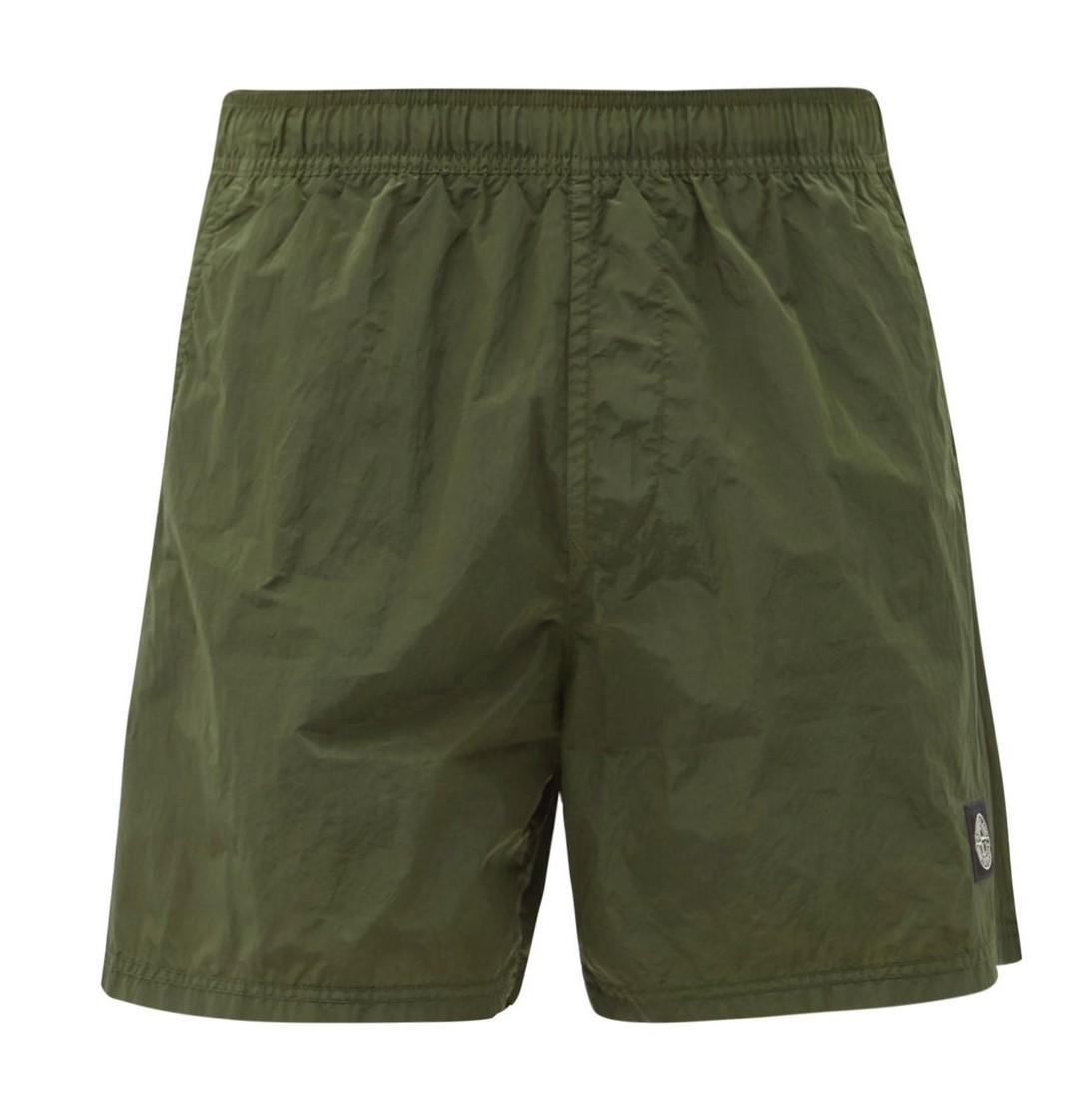 STONE ISLAND Men's Garment-Dyed Logo Shell Swim Shorts 1015B0943