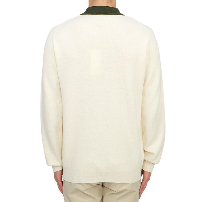 AUTRY Men’s White Knit Polo Sweater