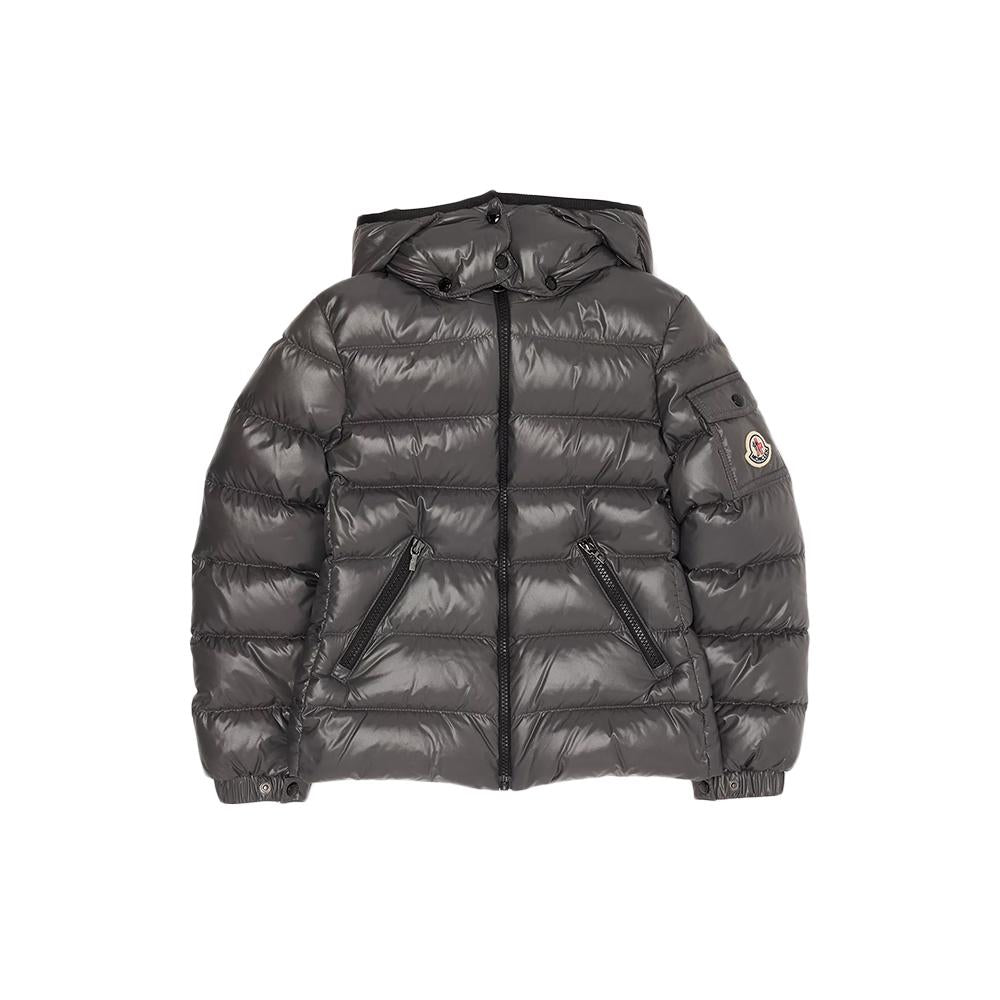 Moncler Women’s Bady Logo Patch Down Puffer Jacket Gray