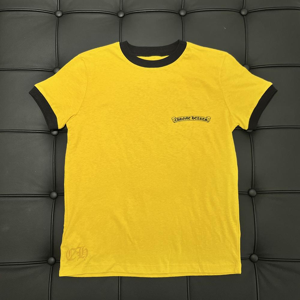 Chrome Hearts Horseshoe Roller Skate Ringer Short Sleeve T-Shirt Yellow Black
