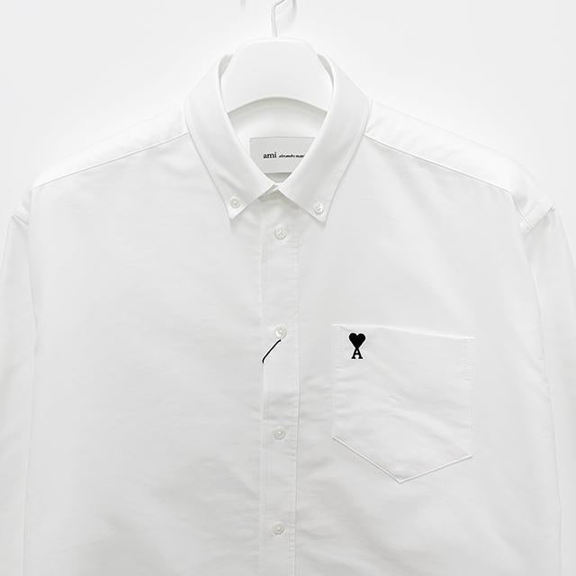 AMI Heart Logo Boxy Long-Sleeve Shirt HSH822 CO0031 168