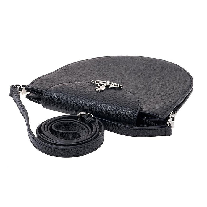 Vivienne Westwood Saffiano Half Moon Saddle Crossbody Bag Black