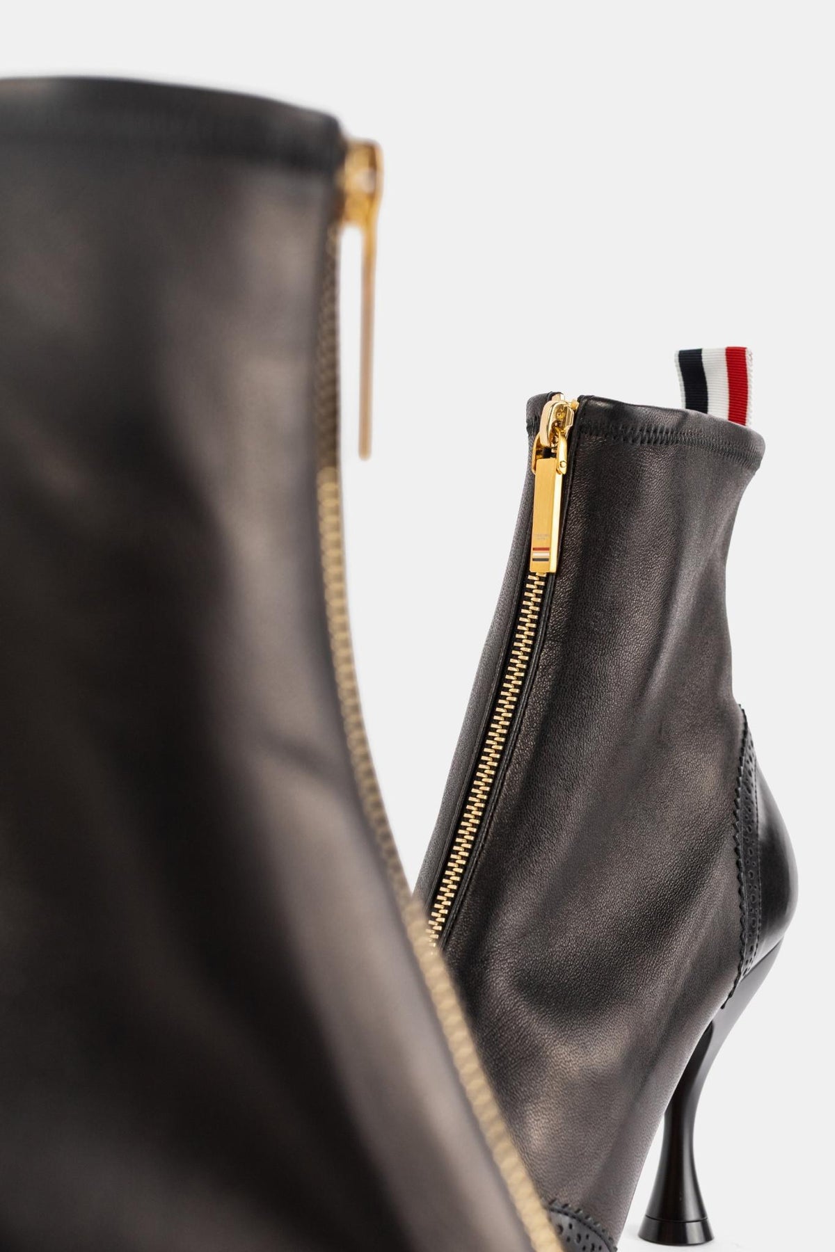 THOM BROWNE Black Leather Ankle Boots