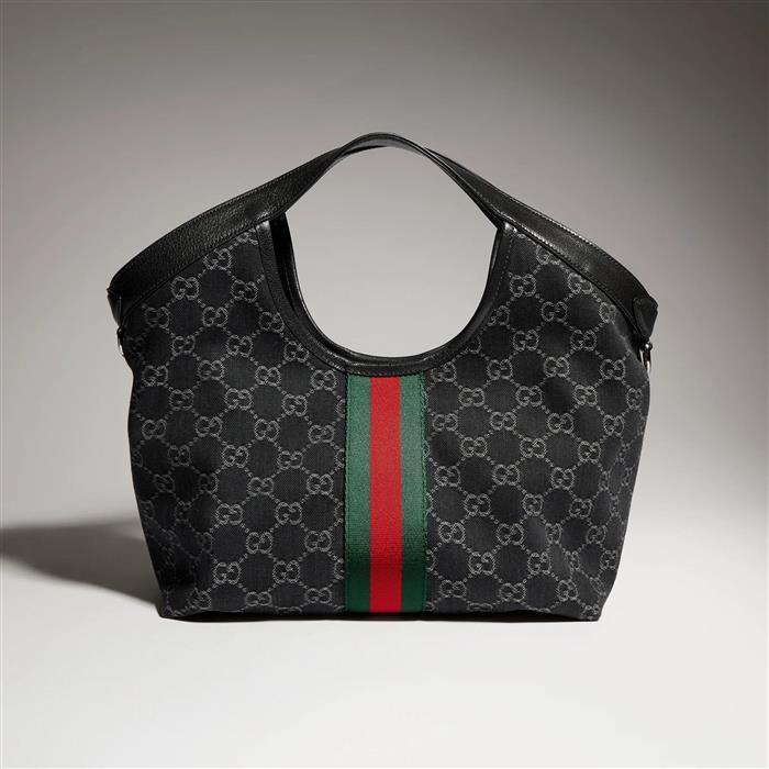 GUCCI Ggilio Small Black Leather Tote Bag