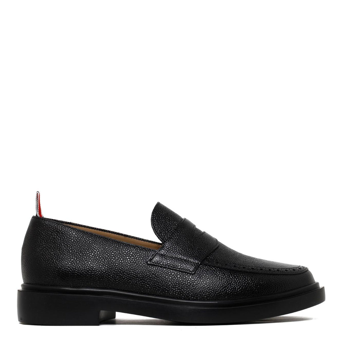 THOM BROWNE Black Leather Penny Loafers