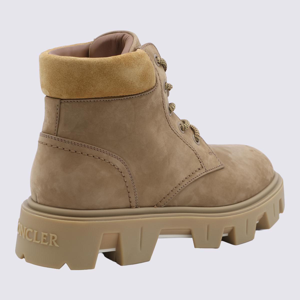 Moncler Black Leather Ankle Lace-Up Boots for Men