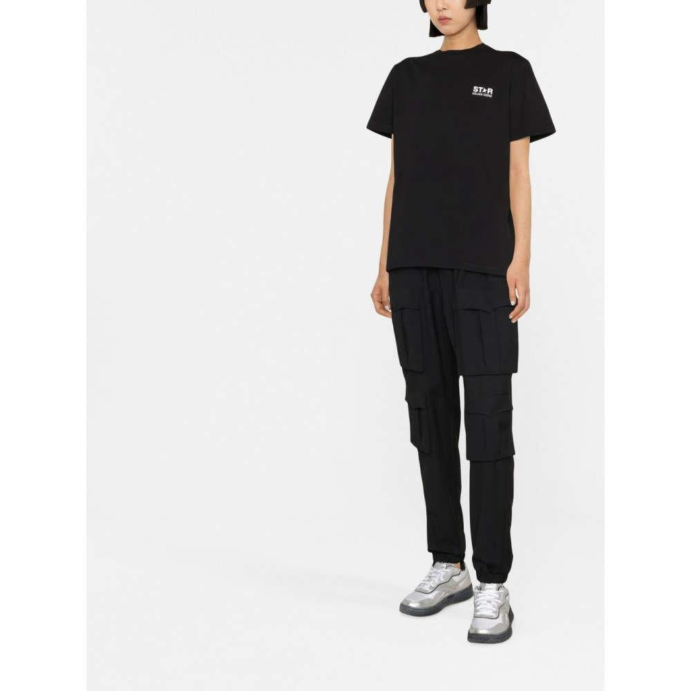 GOLDEN GOOSE Logo Print Black Short Sleeve T-Shirt for Women