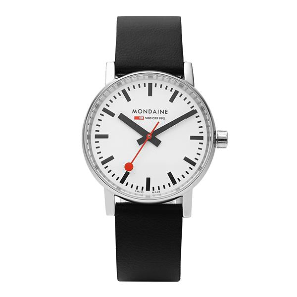 MONDAINE Railway Evo2 Vegan Leather Unisex Watch Black Dial MSE 35110 LBV