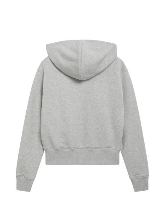 AMI Ash Grey/Black Logo Hooded Sweatshirt Women
