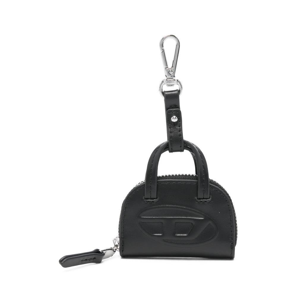 DIESEL Black Leather Keyring Keychain