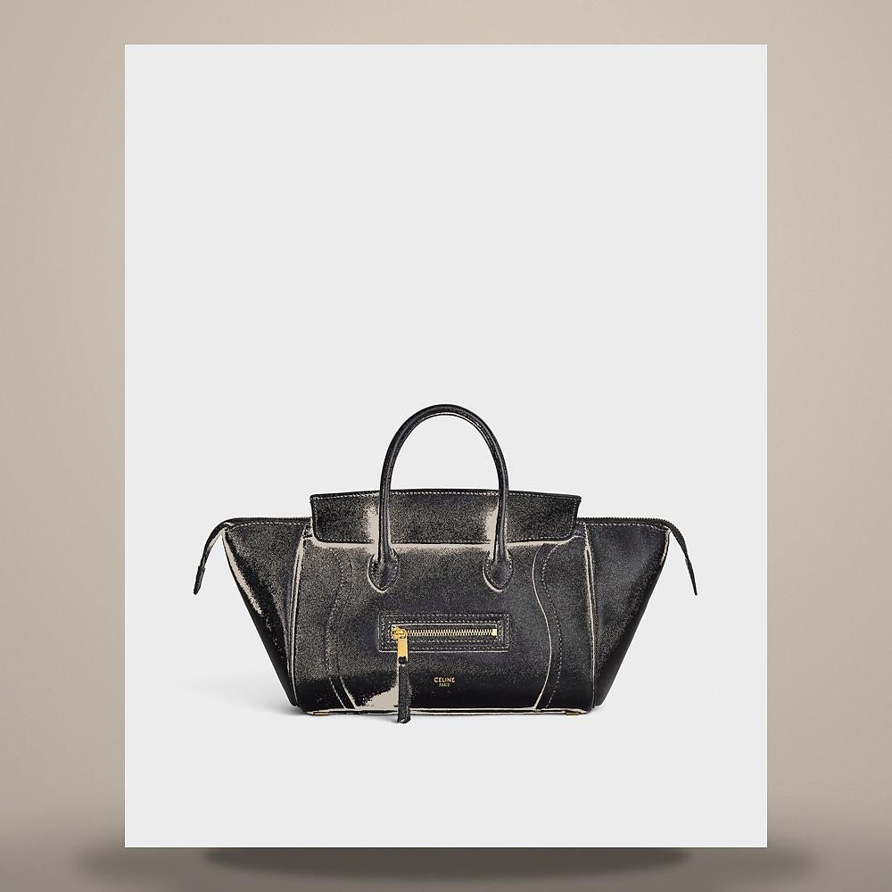 CELINE Luggage Supple Shiny Lambskin Black Tote Bag 124213GW2 38NO
