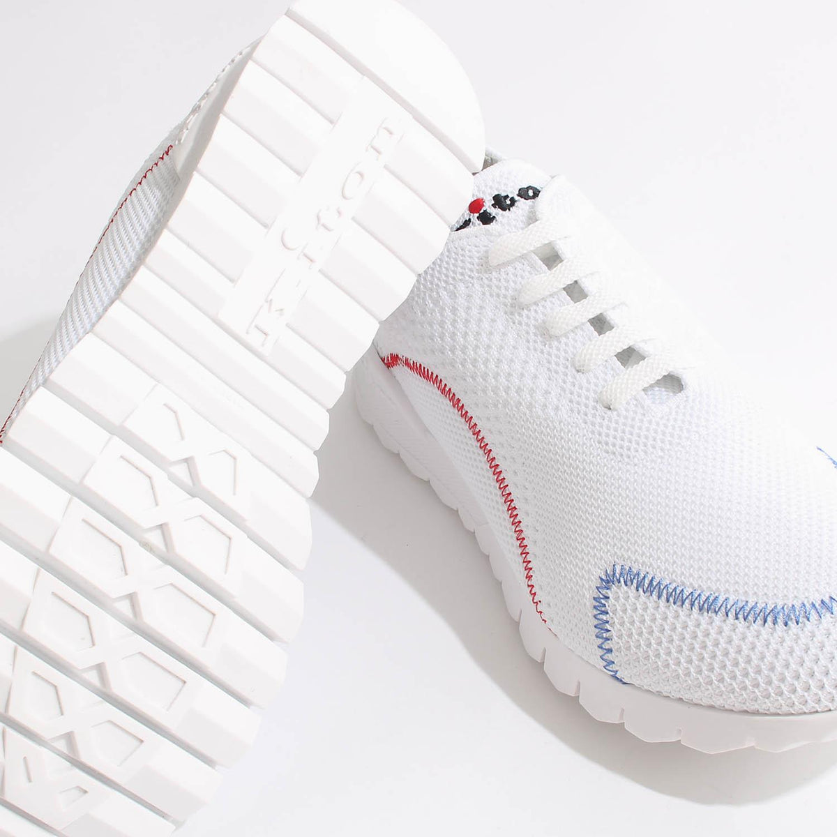 Kiton White Red Mesh Running Low-Top Sneakers for Men