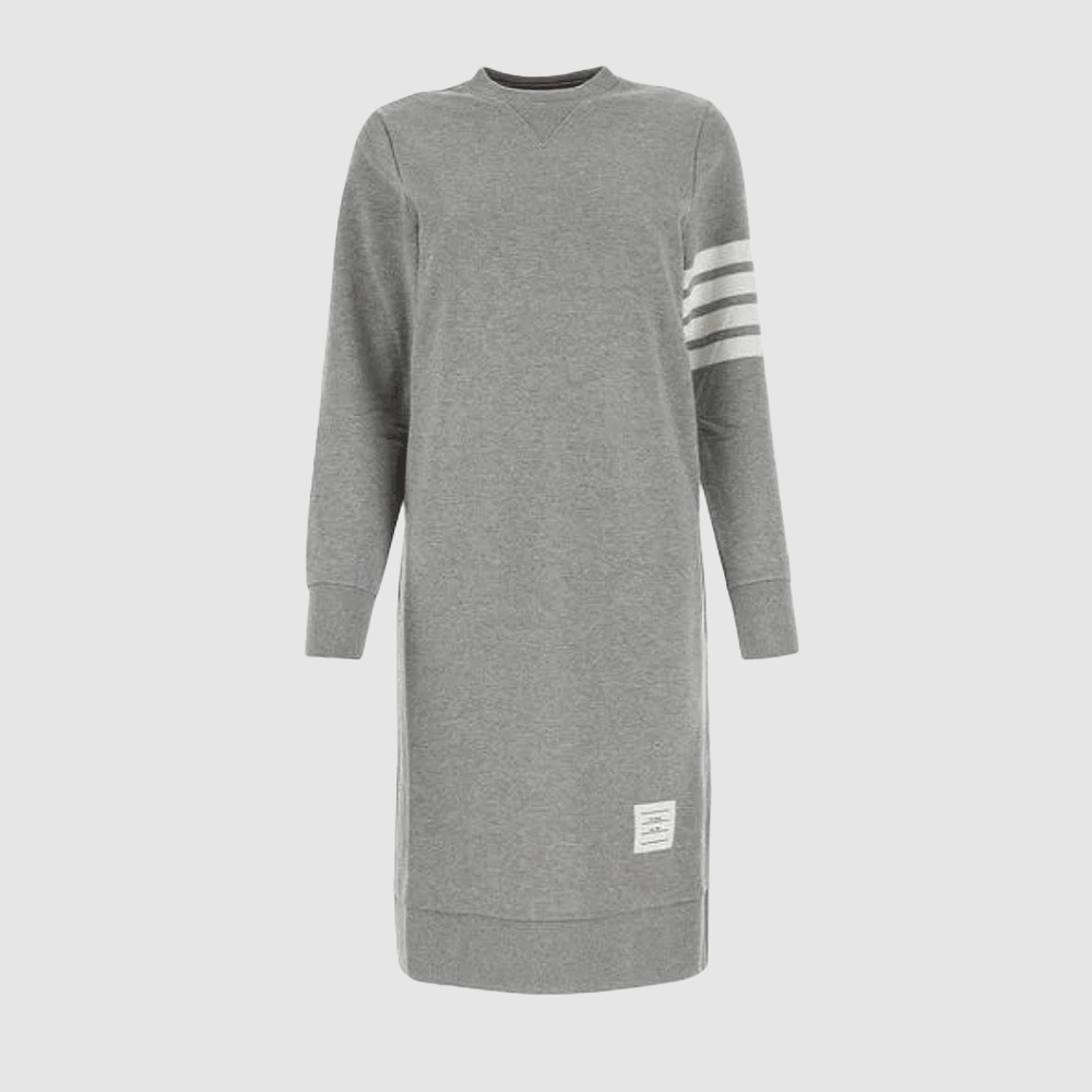 THOM BROWNE Women’s 4-Bar RWB Loopback Midi Dress Gray