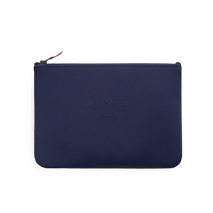 HERMES Blue Water-Resistant Neobain Flat Clutch Medium