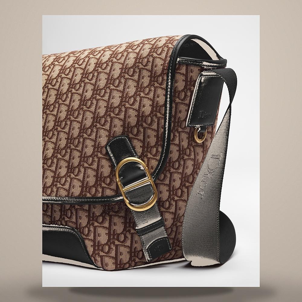 DIOR Brown Dior Oblique Jacquard Large Flap Messenger Bag 1DBME210YUS H45E