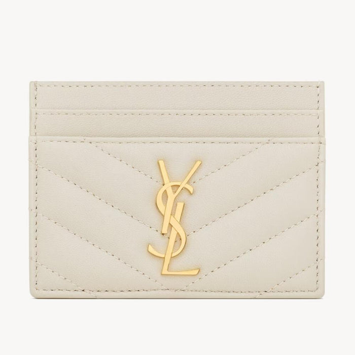 Saint Laurent Cassandre Matelassé Lambskin Card Case White