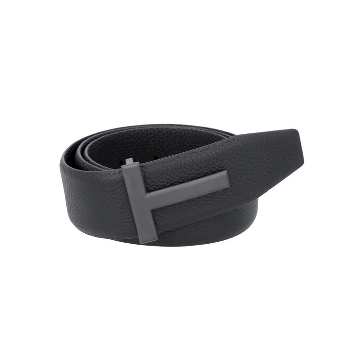 TOM FORD Black T Logo Buckle Leather Men's Belt