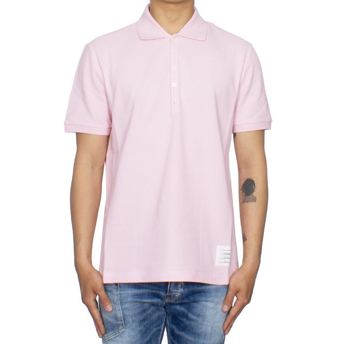 THOM BROWNE Classic Piqué Diagonal Stripe Polo T-Shirt Navy