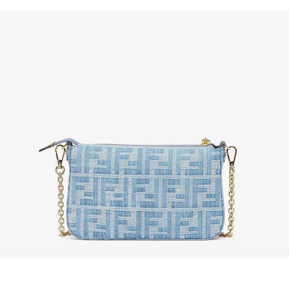 FENDI Denim Baguette Pouch Crossbody Bag for Women