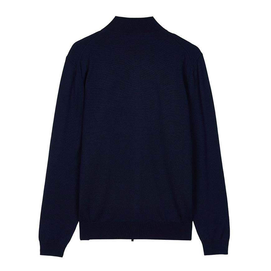 HUGO BOSS Men’s Zip-Up Cardigan with Embroidered Logo Navy Knit
